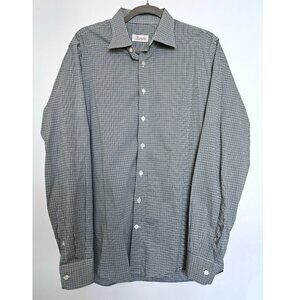 Trumaker Cotton Gingham Vichy Check Button Up Shirt L XL Green White